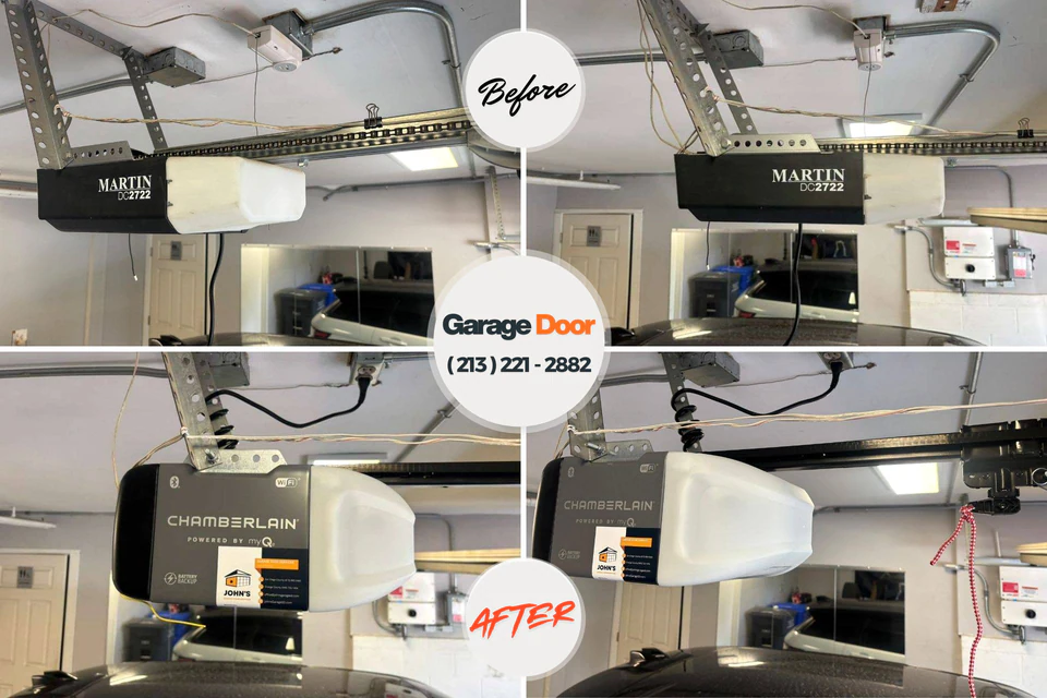 Before and after: garage door repair Roselawn, IN